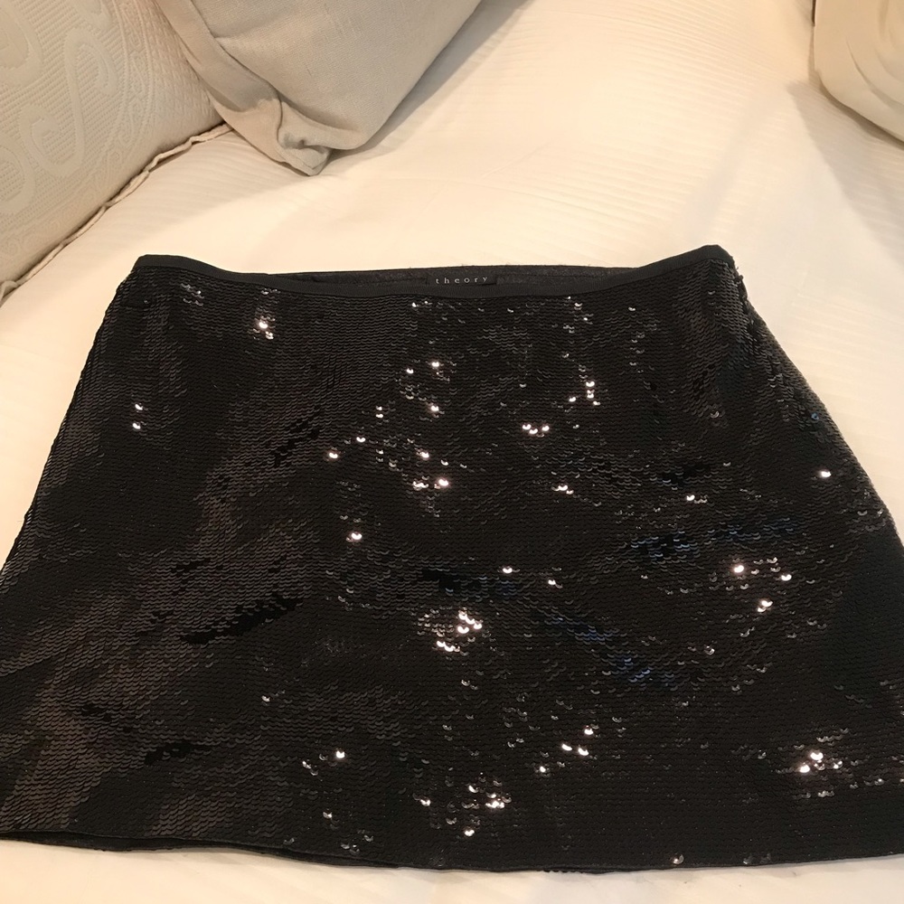 Theory Black Sequin Mini Skirt